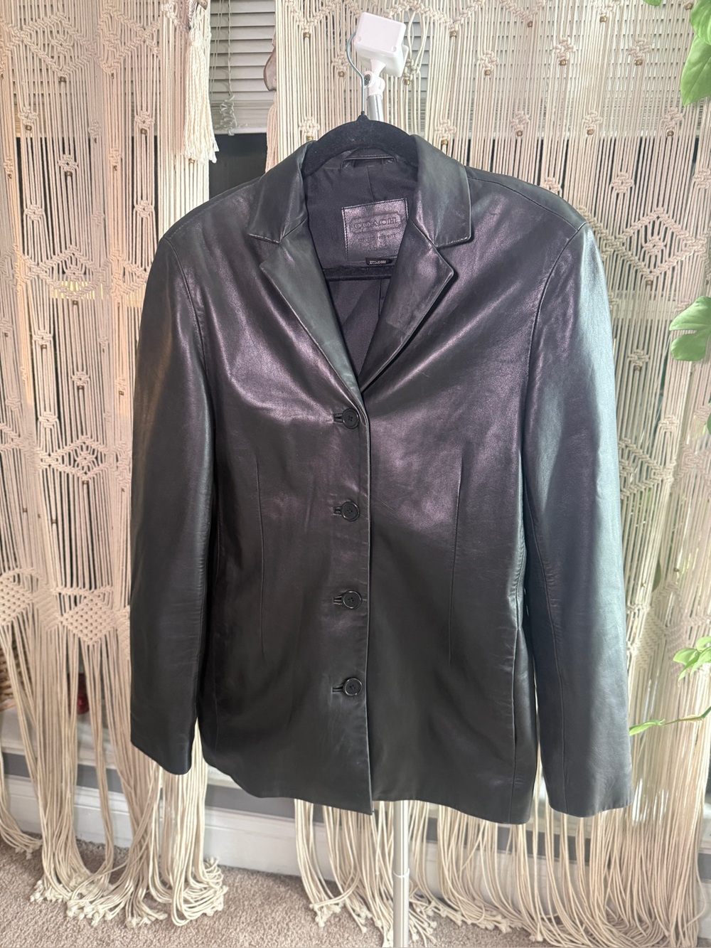Coach Classic Black Leather Women's Blazer Jacket